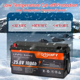 Qidianfy 24V 100Ah/200Ah LiFePO4 Lithium Battery Built in 100A BMS 2560W Deep Cycles for RV Marine Camping Home Power Supply Off-Grid