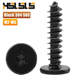 Black 304 Stainless Steel Torx Ultra Thin Super Low Flat Head Sheet Metal Self Tapping Screws M2 M3 M4 Six-Lobe Star Drive Screw