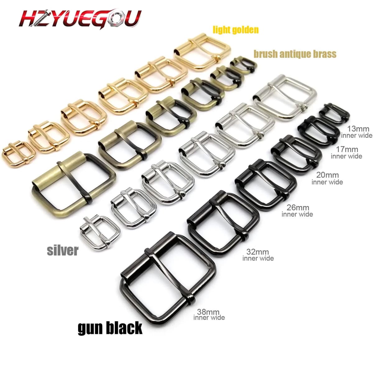 HZYUEGOU 5X High Quality Thickened Leather Hand Bag Backpack Strap Belt Dog Collar Chain Rectangle Ring Adjust Roller Pin Buckle