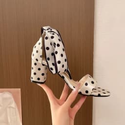 2026 Summer Sweet Polka-dot Bow Women's Sandals with Thick Heels and Open Toes and Non-slip Laces Plus Size Women's Shoes 35-42