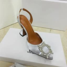 2024 New Silk Sunflower Crystal Diamond Buckle High Heels Horseshoe and Women's Sandals
