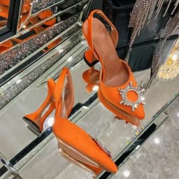 2024 New Silk Sunflower Crystal Diamond Buckle High Heels Horseshoe and Women's Sandals