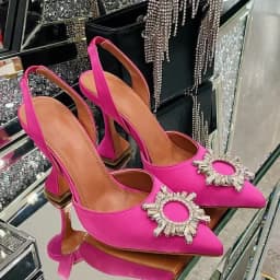 2024 New Silk Sunflower Crystal Diamond Buckle High Heels Horseshoe and Women's Sandals