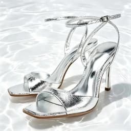 Silver Patent Leather Ankle Buckle Heeled Sandals Women Elegant Square Toe Open Toe High Heels Summer Sexy Party Dress Shoes
