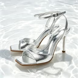 Silver Patent Leather Ankle Buckle Heeled Sandals Women Elegant Square Toe Open Toe High Heels Summer Sexy Party Dress Shoes
