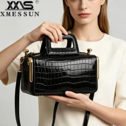 2027 New Women Underarm Shoulder Bag, Fashion Two Side Clamp Frame Kiss Lock Bag, Luxury Designer PU Leather Handbag Purse Ins