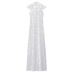 White Lace Embroidery Pant Suit Women Stand Neck Sleeveless Hollow-out Waist Cinching See Through Set Lady Summer Sheer Outfit