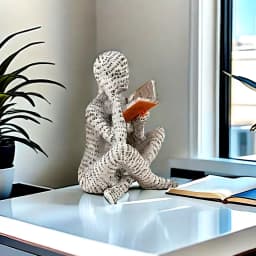 One Abstract Letter-Shaped Male Reading Figurine Statue - A Unique 'Reader' Sculpture, a Reading Figurine for Home Decoration