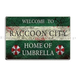 Welcome To Raccoon City Metal Sign PaintingVintage Wall Decor Funny Design Tin Sign Poster