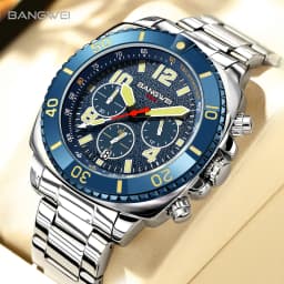 LIGE Brand BANGWEI Quartz Man Watch Digital Dial Fashion Business Luxury Auto Date Waterproof Luminous Stainless Casual Watches