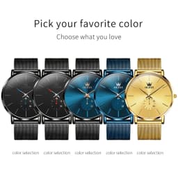 OLEVS 9954 Fashion Men's Watches Minimalism Ultrathin Original Quartz Wristwatch Waterproof Watch for Man Luminous Casual Mesh