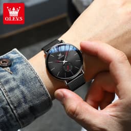 OLEVS 9954 Fashion Men's Watches Minimalism Ultrathin Original Quartz Wristwatch Waterproof Watch for Man Luminous Casual Mesh