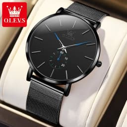 OLEVS 9954 Fashion Men's Watches Minimalism Ultrathin Original Quartz Wristwatch Waterproof Watch for Man Luminous Casual Mesh