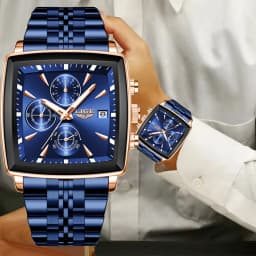 LIGE Top Brand Luxury Mens Watches Fashion Military Square Chronograph Quartz Wristwatches For Men Sports Waterproof Watch Men