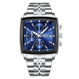 LIGE Top Brand Luxury Mens Watches Fashion Military Square Chronograph Quartz Wristwatches For Men Sports Waterproof Watch Men