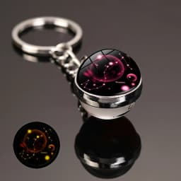 Glowing 12 Constellation Keychain Luminous Glass Ball Pendant Zodiac Key Rings Jewelry Birthday Gift Scorpio Leo Libra Keyrings