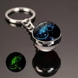 Glowing 12 Constellation Keychain Luminous Glass Ball Pendant Zodiac Key Rings Jewelry Birthday Gift Scorpio Leo Libra Keyrings