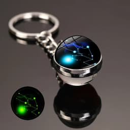 Glowing 12 Constellation Keychain Luminous Glass Ball Pendant Zodiac Key Rings Jewelry Birthday Gift Scorpio Leo Libra Keyrings