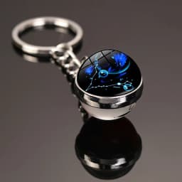 Glowing 12 Constellation Keychain Luminous Glass Ball Pendant Zodiac Key Rings Jewelry Birthday Gift Scorpio Leo Libra Keyrings