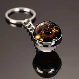 Glowing 12 Constellation Keychain Luminous Glass Ball Pendant Zodiac Key Rings Jewelry Birthday Gift Scorpio Leo Libra Keyrings