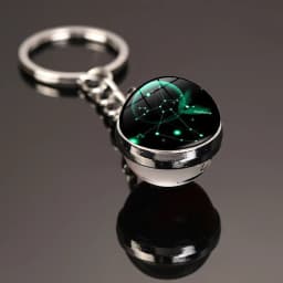 Glowing 12 Constellation Keychain Luminous Glass Ball Pendant Zodiac Key Rings Jewelry Birthday Gift Scorpio Leo Libra Keyrings