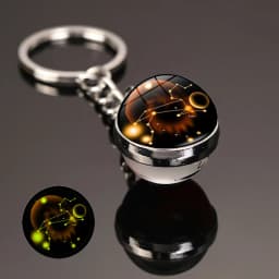 Glowing 12 Constellation Keychain Luminous Glass Ball Pendant Zodiac Key Rings Jewelry Birthday Gift Scorpio Leo Libra Keyrings