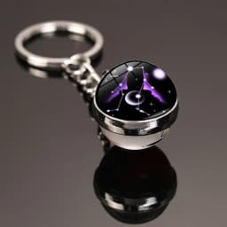 Glowing 12 Constellation Keychain Luminous Glass Ball Pendant Zodiac Key Rings Jewelry Birthday Gift Scorpio Leo Libra Keyrings