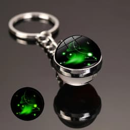 Glowing 12 Constellation Keychain Luminous Glass Ball Pendant Zodiac Key Rings Jewelry Birthday Gift Scorpio Leo Libra Keyrings