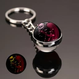 Glowing 12 Constellation Keychain Luminous Glass Ball Pendant Zodiac Key Rings Jewelry Birthday Gift Scorpio Leo Libra Keyrings