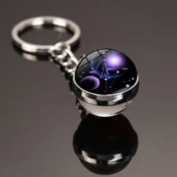 Glowing 12 Constellation Keychain Luminous Glass Ball Pendant Zodiac Key Rings Jewelry Birthday Gift Scorpio Leo Libra Keyrings