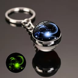 Glowing 12 Constellation Keychain Luminous Glass Ball Pendant Zodiac Key Rings Jewelry Birthday Gift Scorpio Leo Libra Keyrings