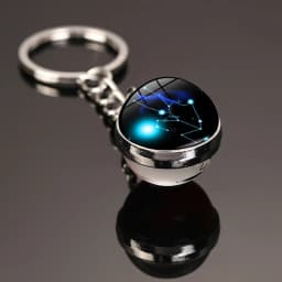 Glowing 12 Constellation Keychain Luminous Glass Ball Pendant Zodiac Key Rings Jewelry Birthday Gift Scorpio Leo Libra Keyrings