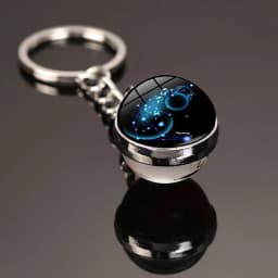 Glowing 12 Constellation Keychain Luminous Glass Ball Pendant Zodiac Key Rings Jewelry Birthday Gift Scorpio Leo Libra Keyrings