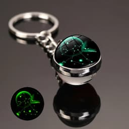 Glowing 12 Constellation Keychain Luminous Glass Ball Pendant Zodiac Key Rings Jewelry Birthday Gift Scorpio Leo Libra Keyrings