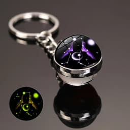 Glowing 12 Constellation Keychain Luminous Glass Ball Pendant Zodiac Key Rings Jewelry Birthday Gift Scorpio Leo Libra Keyrings