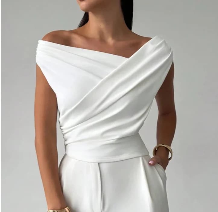 Fashion Simple Office Tops Female Slash Neck Sleeveless Blouse shirts For Women Elegant Summer Women Shirt White Black