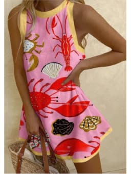 Vestidos Para Mujer Women's Printed Summer Dress Sleeveless Casual Tank Top O-Neck Beach Dresses Female High Quality Clothing