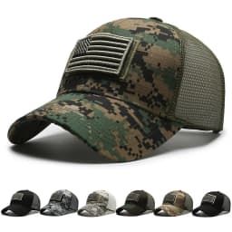 American Flag Camouflage Sticker Embroidered Baseball Cap Net Hat Men Outdoor Velcro Cap