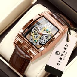 BINBOND Luxury Quartz Wristwatches For Men Luminous Waterproof Hollow-Out Men's Watch Business Sport Fashion Casual Reloj
