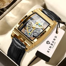 BINBOND Luxury Quartz Wristwatches For Men Luminous Waterproof Hollow-Out Men's Watch Business Sport Fashion Casual Reloj