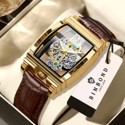 BINBOND Luxury Quartz Wristwatches For Men Luminous Waterproof Hollow-Out Men's Watch Business Sport Fashion Casual Reloj