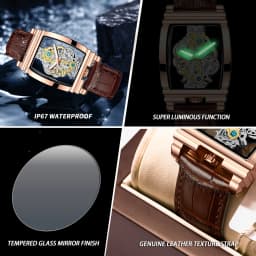 BINBOND Luxury Quartz Wristwatches For Men Luminous Waterproof Hollow-Out Men's Watch Business Sport Fashion Casual Reloj