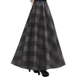 TIYIHAILEY-Women's Long Maxi Thick A-line Skirts, Elastic Waist, Plaid Woolen Skirts, Warm with Pocket, Winter, New Custom Made
