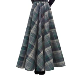 TIYIHAILEY-Women's Long Maxi Thick A-line Skirts, Elastic Waist, Plaid Woolen Skirts, Warm with Pocket, Winter, New Custom Made