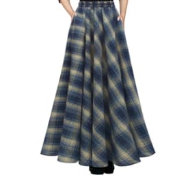 TIYIHAILEY-Women's Long Maxi Thick A-line Skirts, Elastic Waist, Plaid Woolen Skirts, Warm with Pocket, Winter, New Custom Made