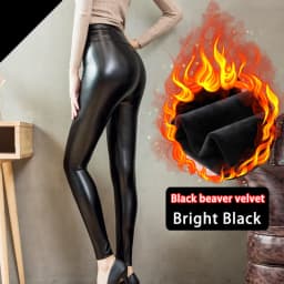 Winter Leather For Women Fleeces Warm Thicken Pencil Pants High Waist PU Skinny Leggings Female Fall Trousers Customized Skirts