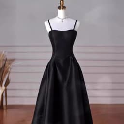 French Strapping Dress Tiktok 2026new French Black Suspender Slim Dress Student Art Examination Banquet High Waist Evening Dress