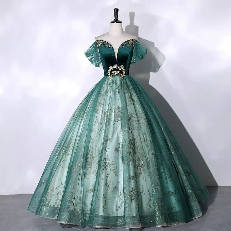 2026 Vocal Art Exam, Piano Performance, bel canto Solo Performance Dress, Ink Green Velvet Fashion Evening Dress, Female Host