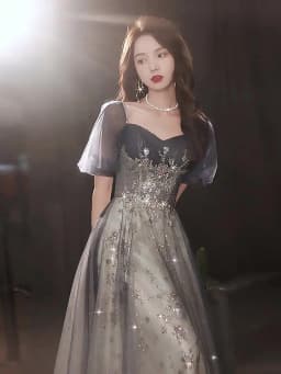 Banquet Elegant Evening Dress 2026 New Art Exam Vocal Starry Sky Dress Female Birthday Adult Party Dress Customization