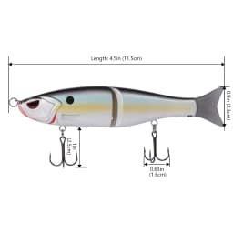 Bassdash Glide Baits for Pike Salmon Trout Topwater Single-Jointed Swimbait Bass Fishing Lure 11.43cm/18.5g 17.78cm/62.5g
